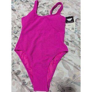 New Love&Sports womens Sm 4/6 One Piece Swimsuit Pink Scrunchy Scooped